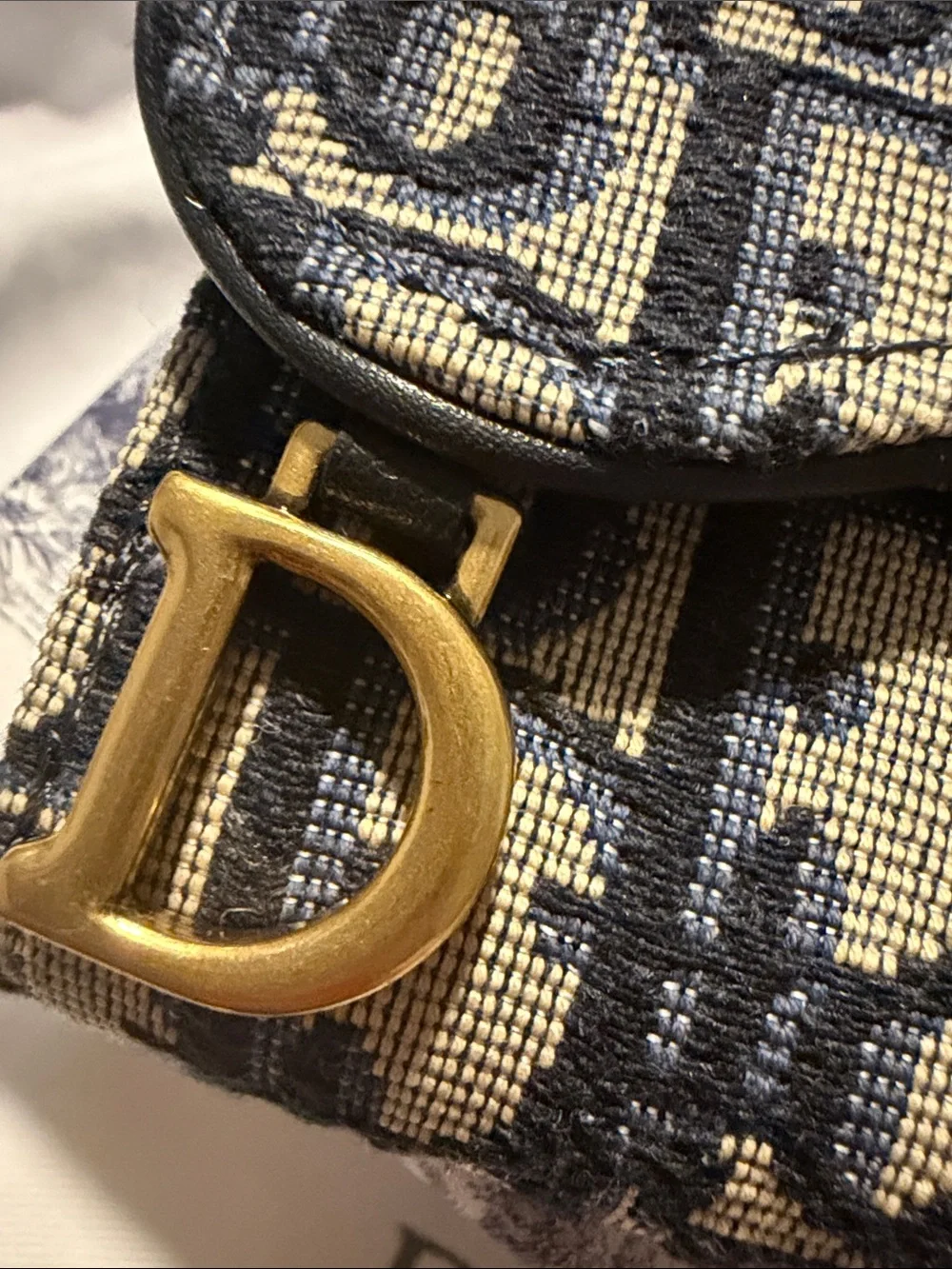 Dior canvas wallet - Navy & Beige with Gold D